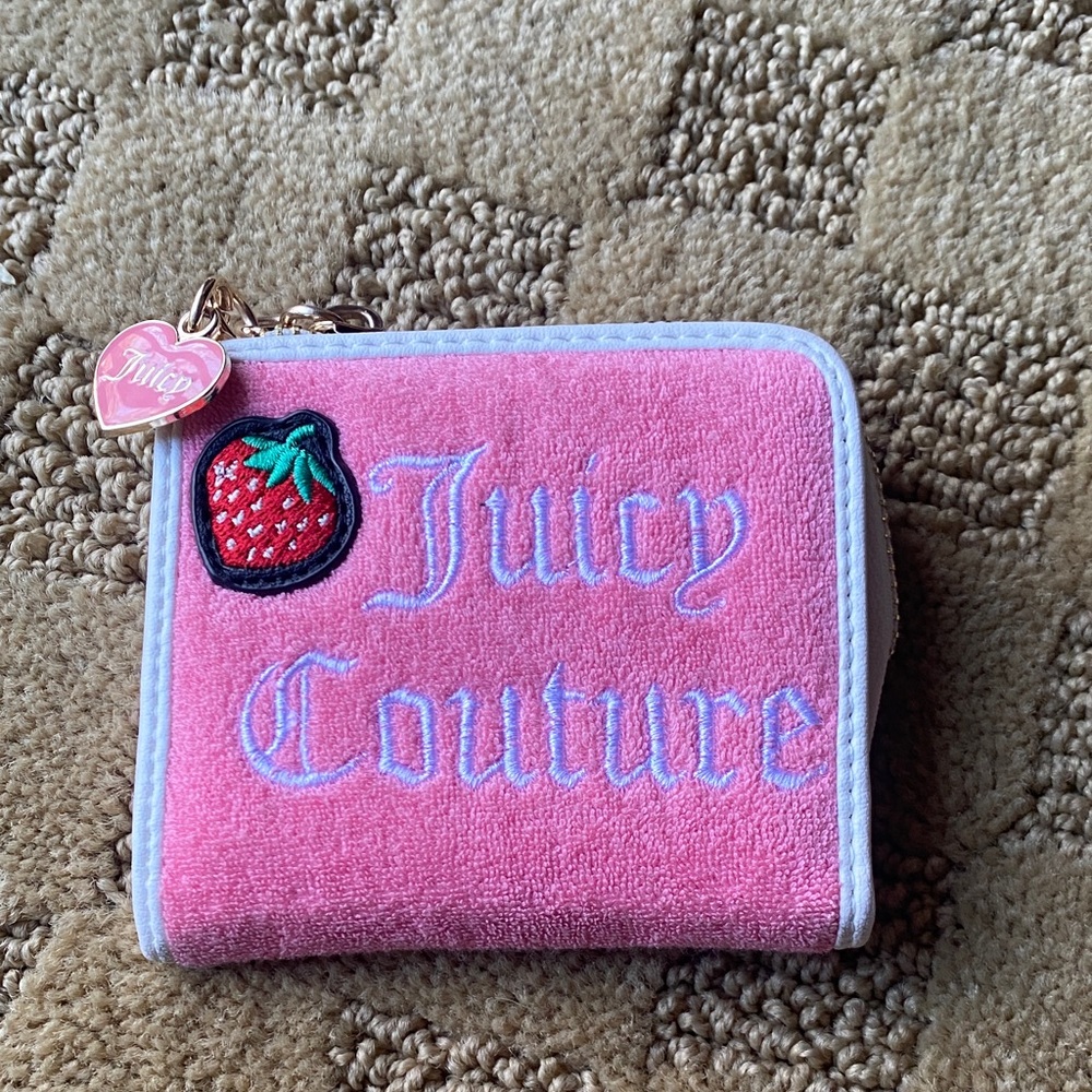 Juicy Couture Pink Wallet with Strawberry Embroidery